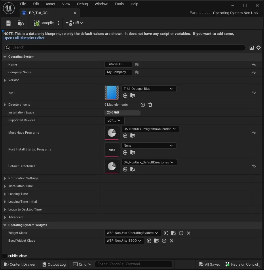 OS Blueprint with collections assigned