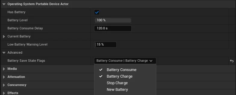 Portable device battery settings