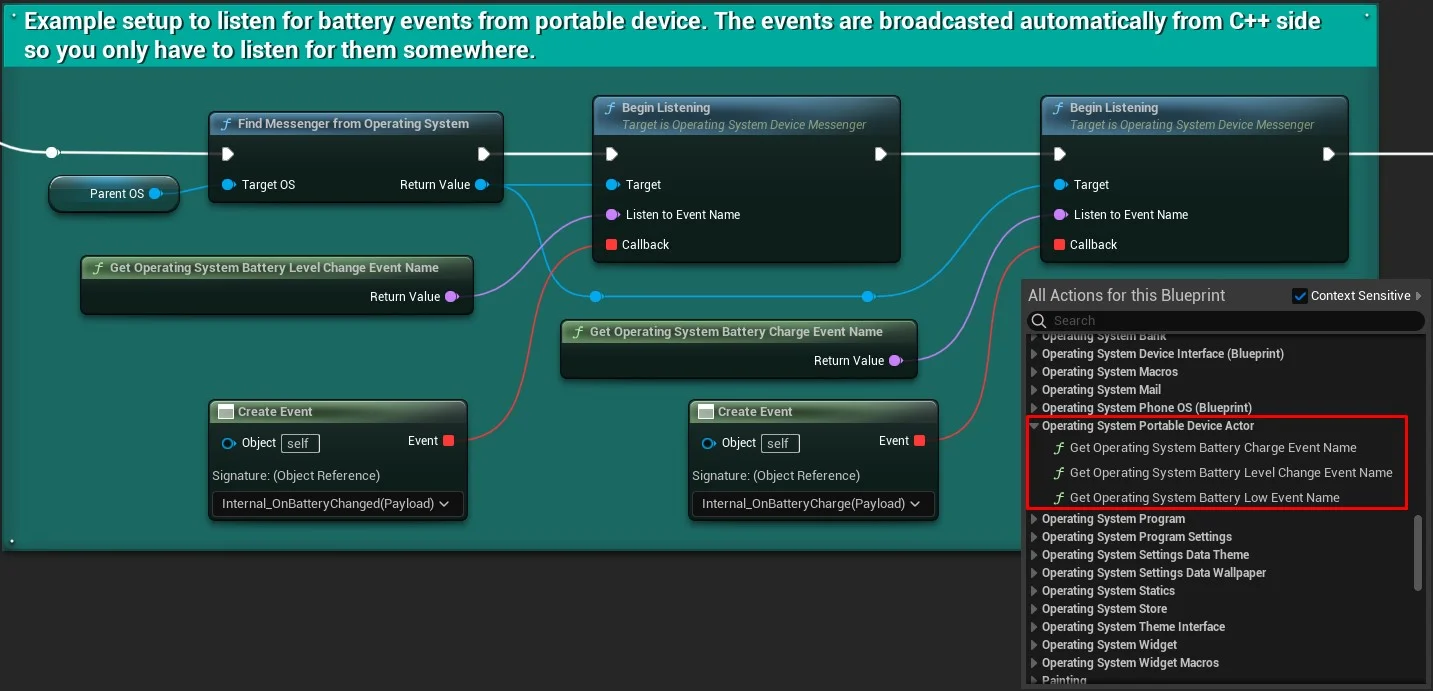 Portable device event listeners