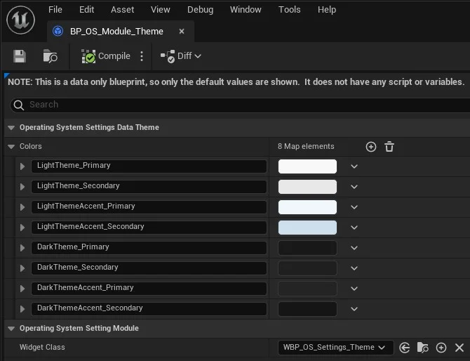Theme module color defaults